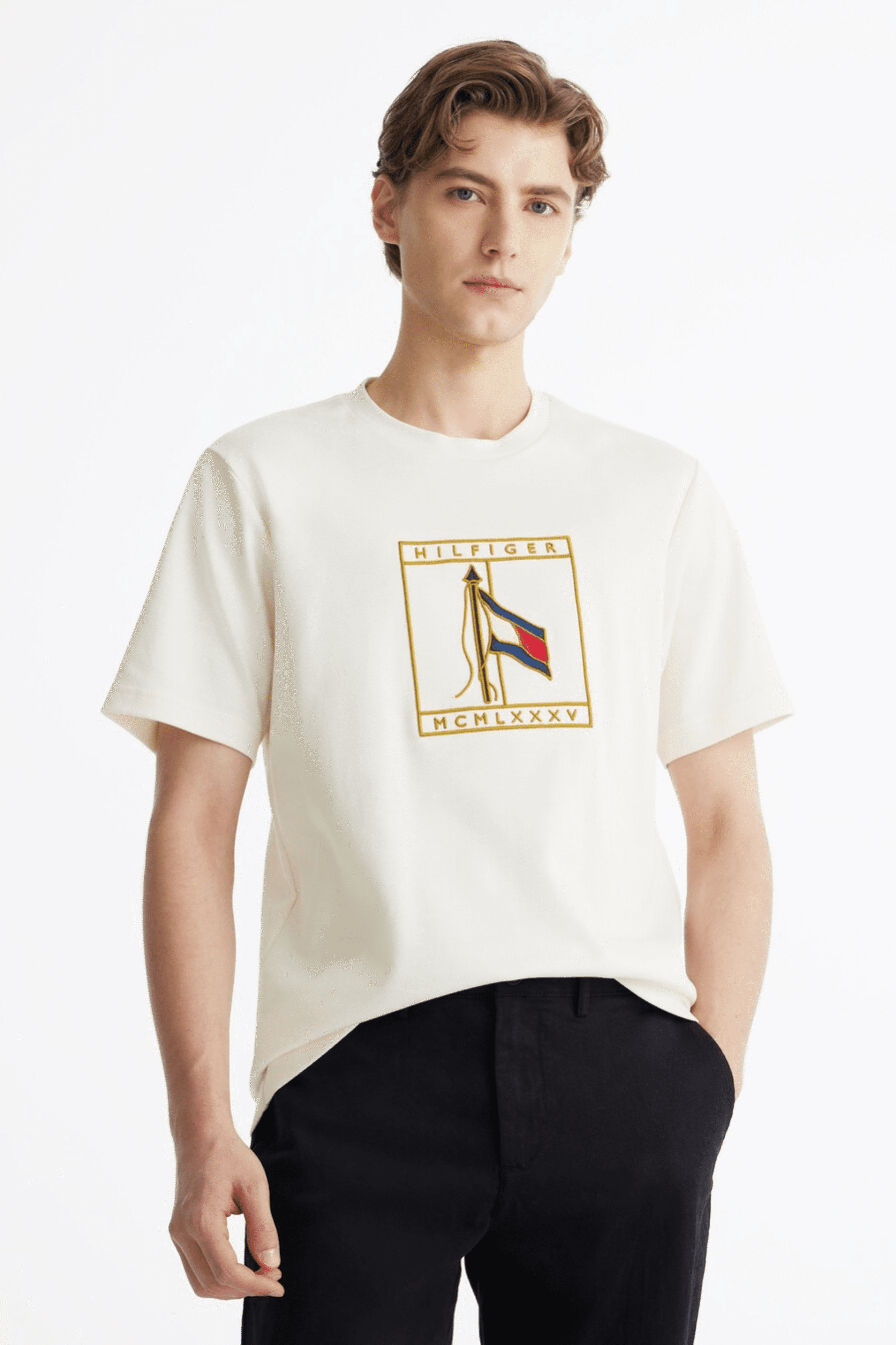 T-shirt Tommy Hilfiger en maille interlock brodé avec drapeau