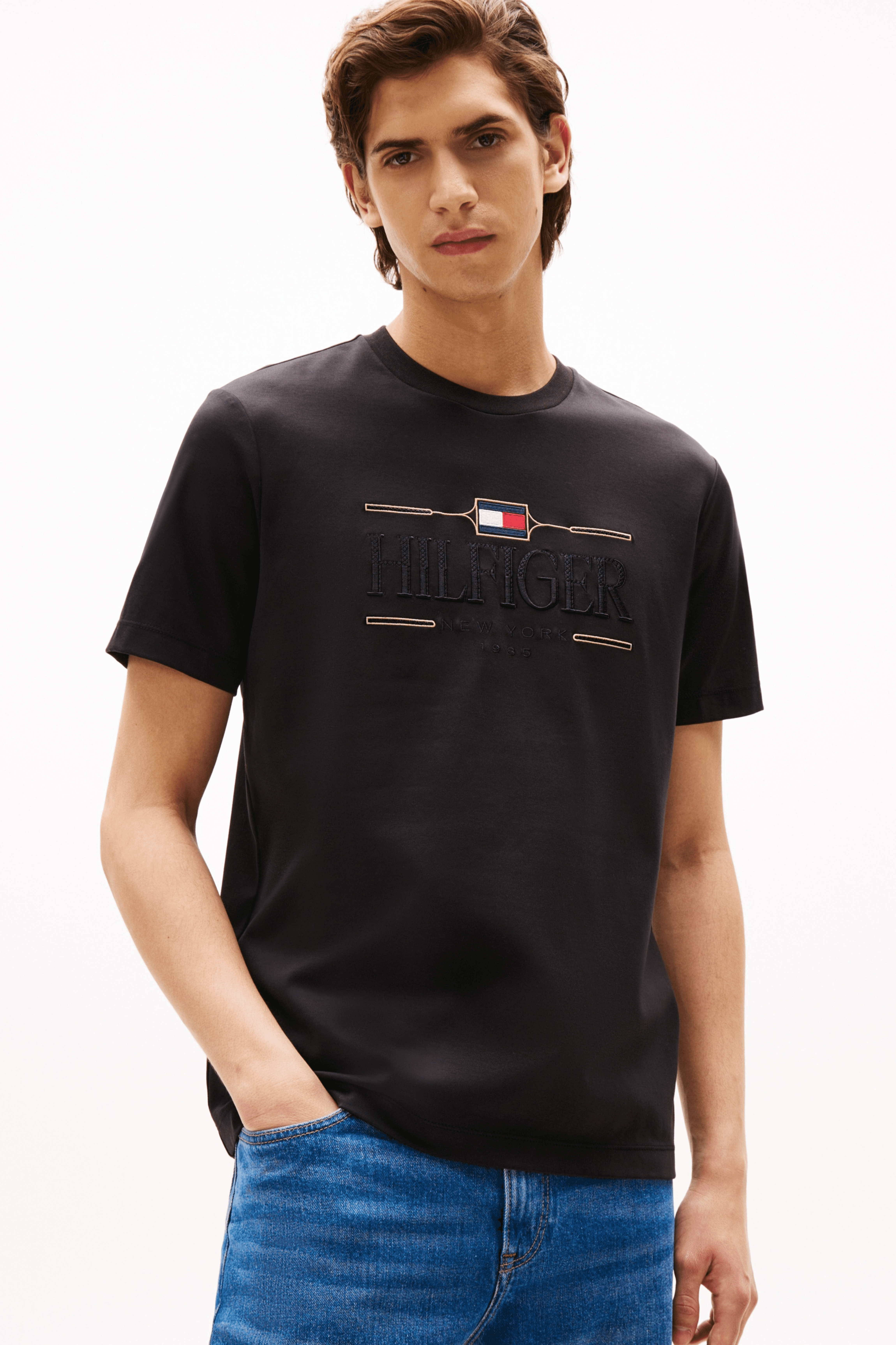 T-shirt Tommy Hilfiger à broderie logo ton sur ton