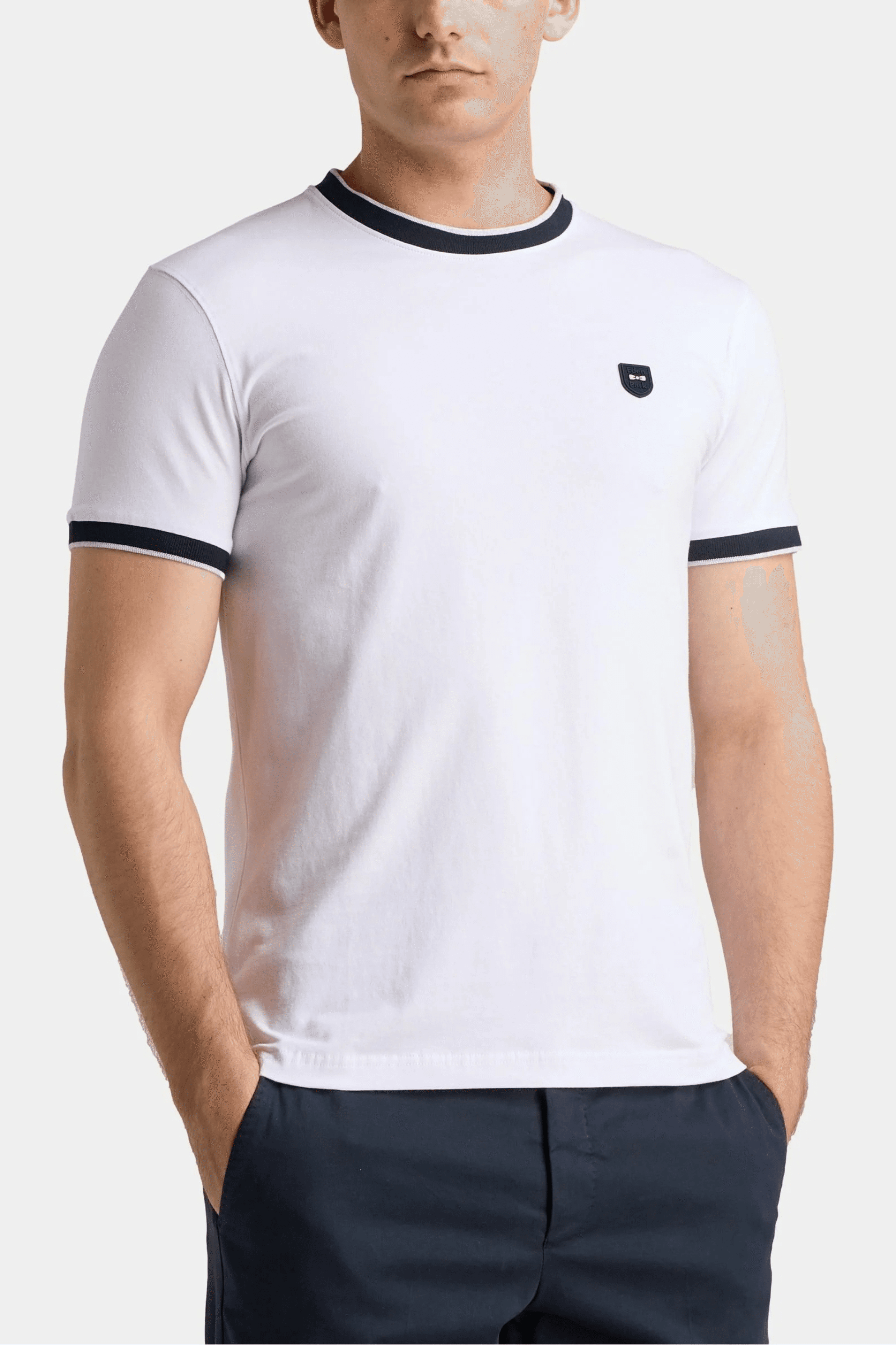 T-shirt Eden Park blanc en coton stretch coupe ajustée